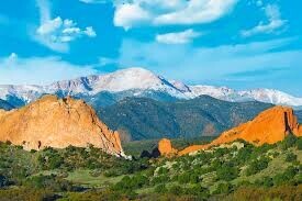 Garden of the Gods with Pikes Peak in background