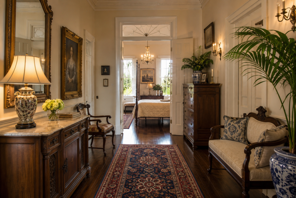 Historic guest corridor inside the Mount Washington Resort