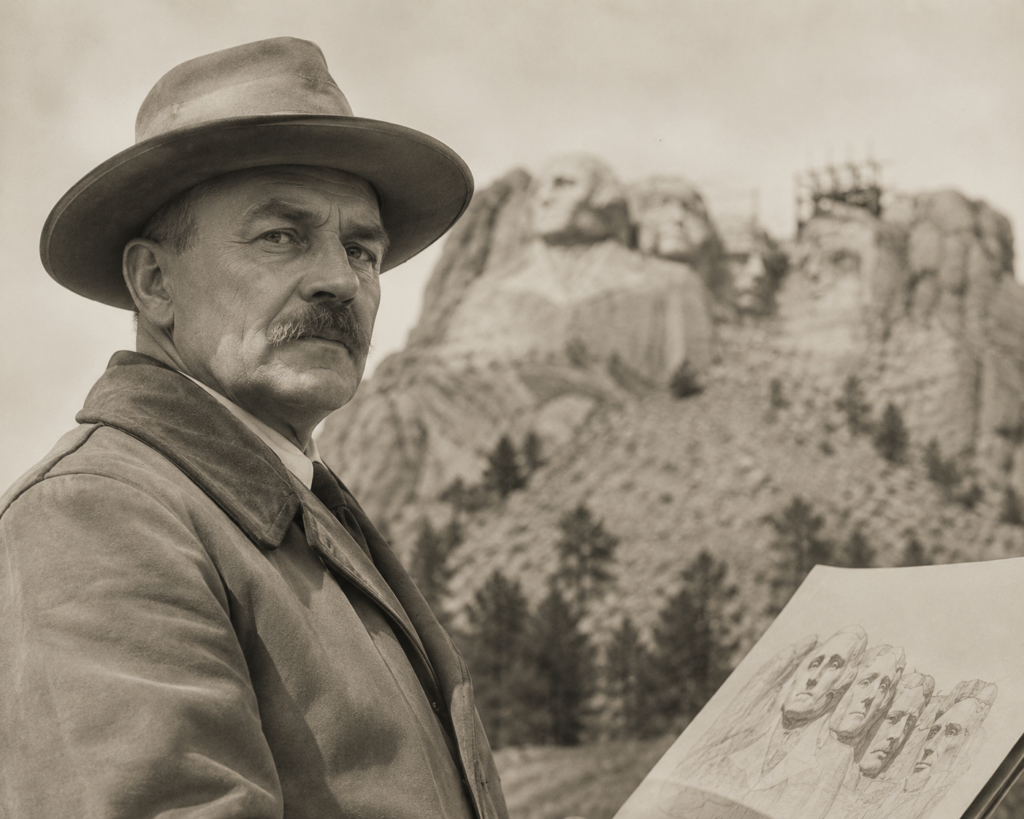 Portrait of sculptor Gutzon Borglum, whose vision and leadership guided the creation of Mount Rushmore National Memorial.
